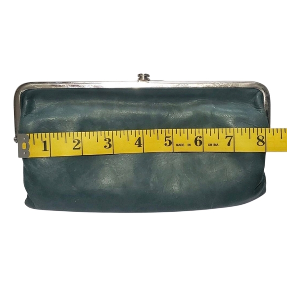 Hobo Vintage Hide Collection Lauren Double Frame Clutch Green Wallet. - Picture 10 of 16